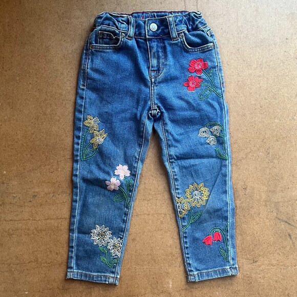 Mini Boden Embroidered Floral Jeans Girls Size 4Y - Picture 1 of 5